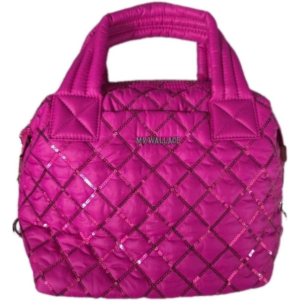 NEW‎ MZ Wallace Mini Crossbody Metro Tote Deluxe Bag in Bright Fuchsia Sequins - Picture 2 of 16